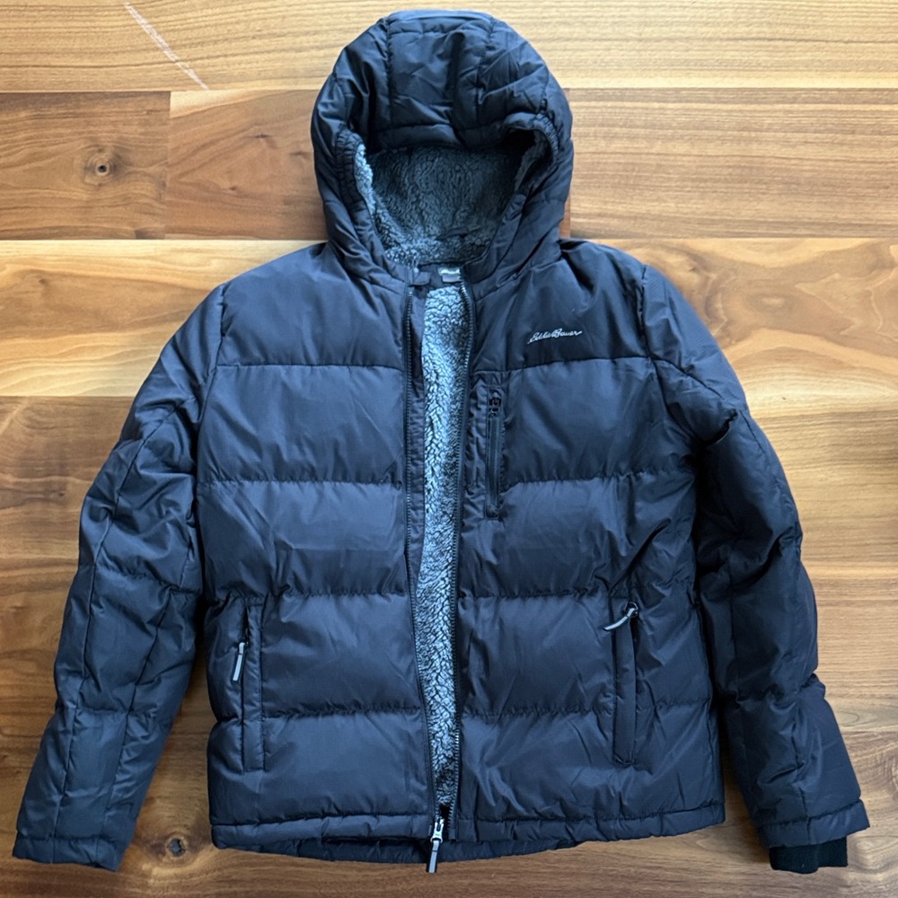 Eddie Bauer Black Hooded Puffer Jacket